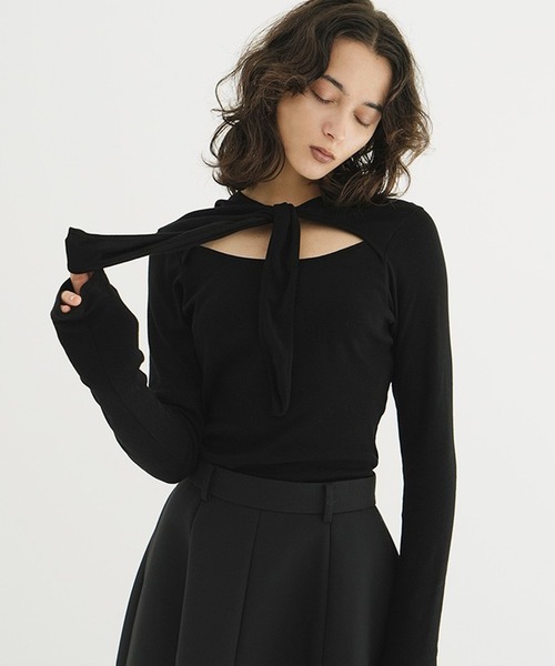 BOW TIE HOODED CUT TOPS（ニット/セーター）｜CLANE（クラネ）の