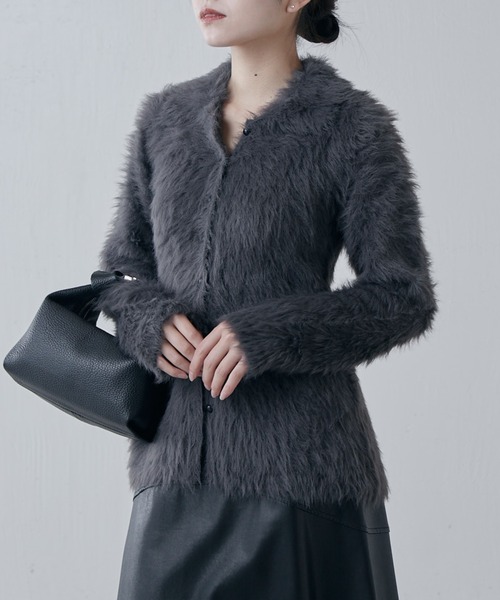 Lui's（ルイス）の「シャギー衿付きニットカーディガン（ニット