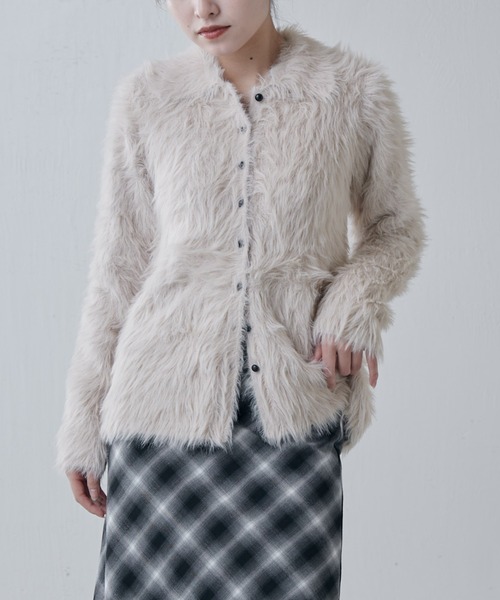 Lui's（ルイス）の「シャギー衿付きニットカーディガン（ニット