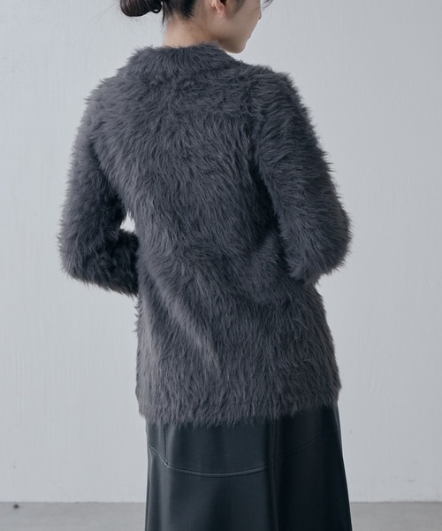 Lui's（ルイス）の「シャギー衿付きニットカーディガン（ニット