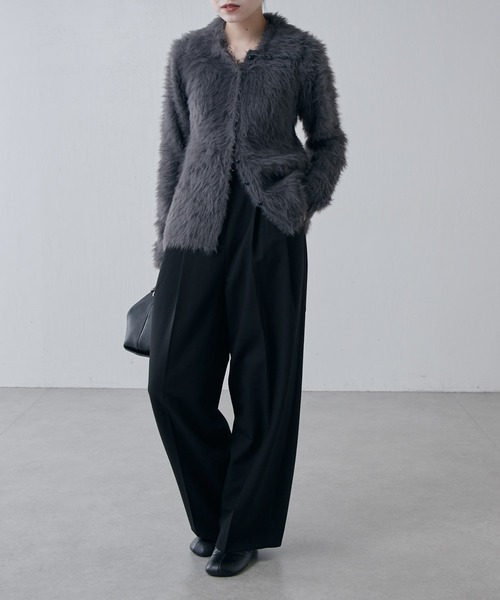 Lui's（ルイス）の「シャギー衿付きニットカーディガン（ニット