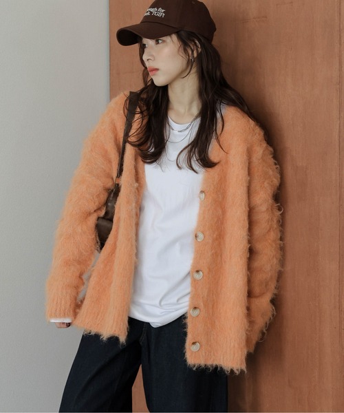 AMELY(エミリー)の「ルーズシャギー ニットカーディガン(カーディガン/ボレロ・レディース・グレー/ブラック/アイボリー/ブラウン/ピンク/グリーン/オレンジ・フリー)」の7枚目の写真