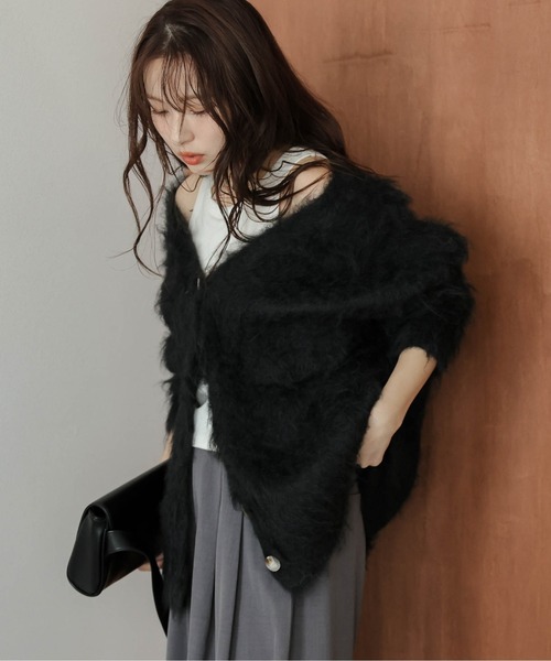 AMELY(エミリー)の「ルーズシャギー ニットカーディガン(カーディガン/ボレロ・レディース・グレー/ブラック/アイボリー/ブラウン/ピンク/グリーン/オレンジ・フリー)」の13枚目の写真