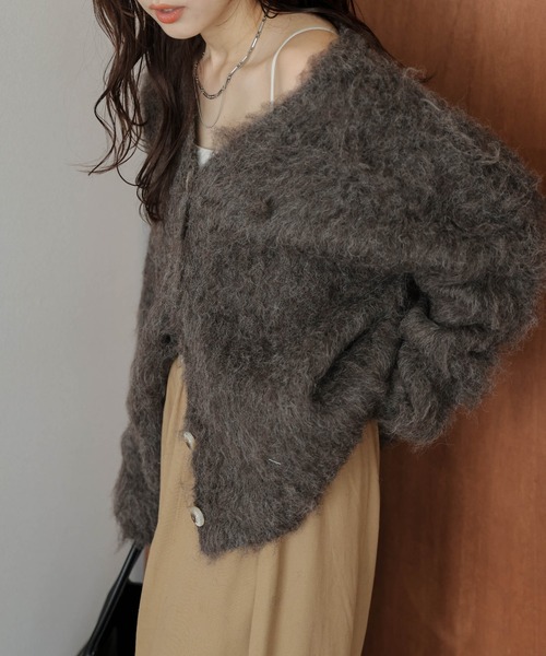 AMELY(エミリー)の「ルーズシャギー ニットカーディガン(カーディガン/ボレロ・レディース・グレー/ブラック/アイボリー/ブラウン/ピンク/グリーン/オレンジ・フリー)」の22枚目の写真