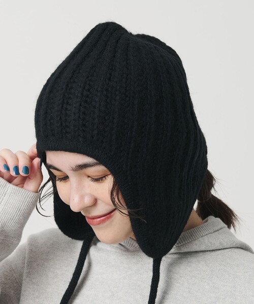 BEAUTY&YOUTH UNITED ARROWS（ビューティーアンドユースユナイテッドアローズ）の「2WAY イヤー ニットキャップ（ニットキャップ/ビーニー・レディース・ライトピンク/ブラック・FREE）」の4枚目の写真