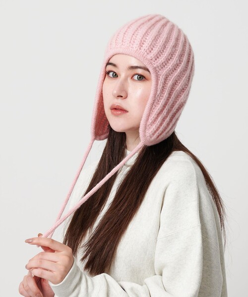 BEAUTY&YOUTH UNITED ARROWS（ビューティーアンドユースユナイテッドアローズ）の「2WAY イヤー ニットキャップ（ニットキャップ/ビーニー・レディース・ライトピンク/ブラック・FREE）」の6枚目の写真