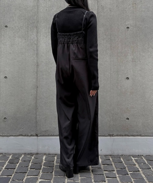 &g'aime（アンジェム）の「【&ｇ'aime 】ギャザー切替オールインワン　Gathered Switch All-in-One（サロペット/オーバーオール・レディース・ブラック/チャコールグレー・FREE）」の8枚目の写真