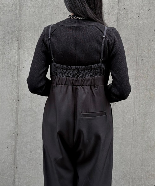 &g'aime（アンジェム）の「【&ｇ'aime 】ギャザー切替オールインワン　Gathered Switch All-in-One（サロペット/オーバーオール・レディース・ブラック/チャコールグレー・FREE）」の13枚目の写真