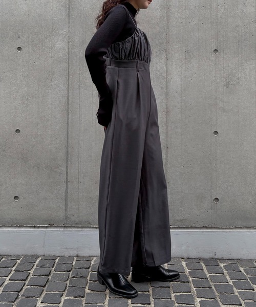 &g'aime（アンジェム）の「【&ｇ'aime 】ギャザー切替オールインワン　Gathered Switch All-in-One（サロペット/オーバーオール・レディース・ブラック/チャコールグレー・FREE）」の17枚目の写真