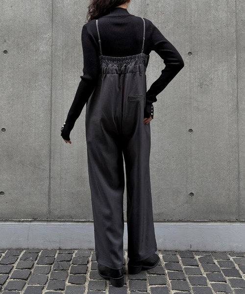 &g'aime（アンジェム）の「【&ｇ'aime 】ギャザー切替オールインワン　Gathered Switch All-in-One（サロペット/オーバーオール・レディース・ブラック/チャコールグレー・FREE）」の20枚目の写真