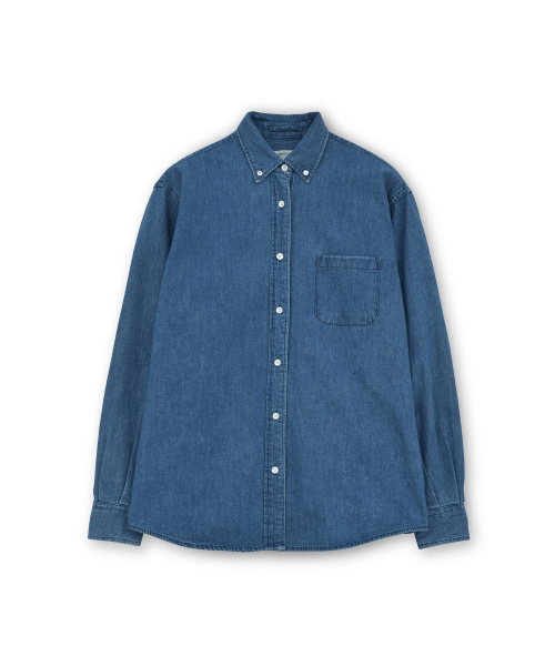 BROWNYARD(ブラウンヤード)の「Wボタンダウンデニムシャツ、ブルー(シャツ/ブラウス・レディース・その他・1/2)」の1枚目の写真