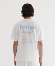 クールコットンサーフィンモーショングラフィックTシャツホワイト