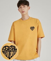 ミニハートロゴラウンドネック15番手綿半袖Tシャツ_チェダー