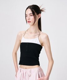 Chain Layered Sleeveless Top, Black