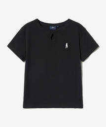 ウィメンズサークルポイントクロップ半袖Tシャツブラック