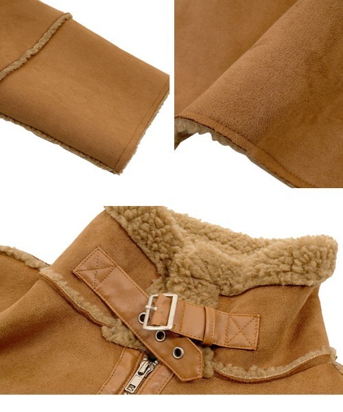 KOBE LETTUCE（コウベレタス）の「ムートンボアライダースコート（ムートンコート・レディース・アイボリー系/グレー/キャメル・M）」の10枚目の写真