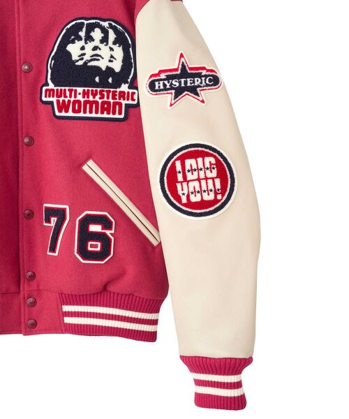 HYSTERIC GLAMOUR（ヒステリックグラマー）の「SPEAK NO EVILワッペン スタジャン（スタジャン・メンズ・ピンク/ブラック/ブルー・LARGE/MEDIUM/X-LARGE/SMALL）」の6枚目の写真