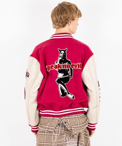 HYSTERIC GLAMOUR（ヒステリックグラマー）の「SPEAK NO EVILワッペン スタジャン（スタジャン・メンズ・ピンク/ブラック/ブルー・LARGE/MEDIUM/X-LARGE/SMALL）」の9枚目の写真