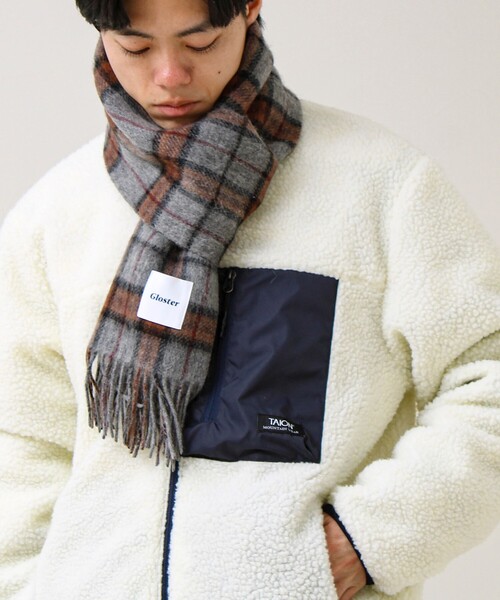 GLOSTER（グロスター）の「【カシミヤブレンド】ウールリバーシブルチェックマフラー（マフラー・メンズ・レッド系その他/ブルー系その他/グリーン系その他/ブルー系その他6/グレー系その他/ブルー系その他7/ブラック系その他/ブルー系その他5・FREE）」の3枚目の写真
