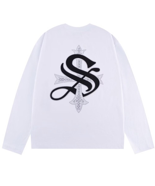 SUPPLIER(サプライヤー)の「A'GEM/9 × .kom 『SUPPLIER/サプライヤー』 Various Rhinestone Cross Long Sleeve Tee/各種ラインストーンクロス長袖Tシャツ(Tシャツ/カットソー・メンズ・ブラック/ホワイト・S/L/M)」の1枚目の写真