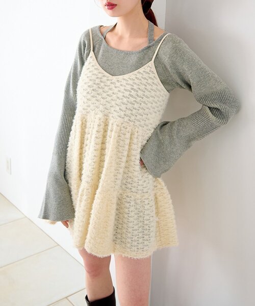 Kastane(カスタネ)の「ファーチュールチュニック(チュニック・レディース・アイボリー/ブラック・FREE)」の2枚目の写真