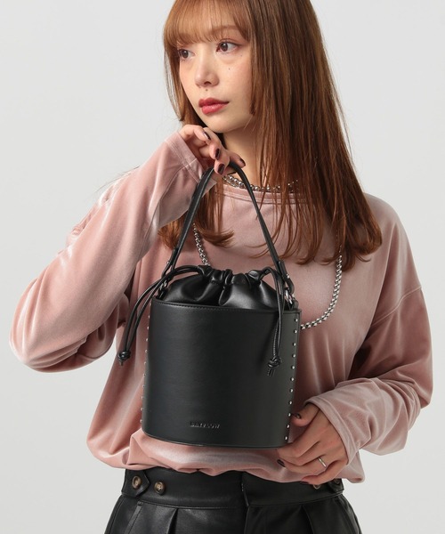 BAYFLOW（ベイフロー）の「[巾着単体でも使える]セパレート巾着バケツバッグ（ハンドバッグ・レディース・ブラック/キャメル・FREE）」の3枚目の写真