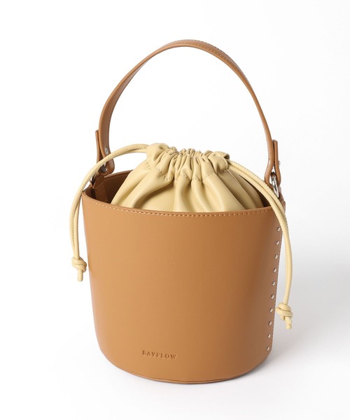 BAYFLOW（ベイフロー）の「[巾着単体でも使える]セパレート巾着バケツバッグ（ハンドバッグ・レディース・ブラック/キャメル・FREE）」の8枚目の写真