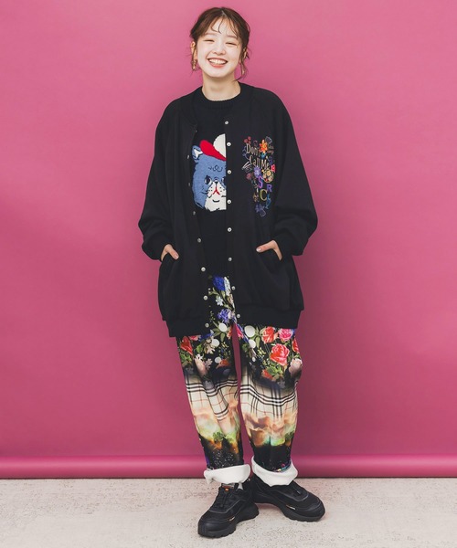 153728：ポップ柄裏起毛 裏毛×フライスブルゾン（ブルゾン）｜ScoLar