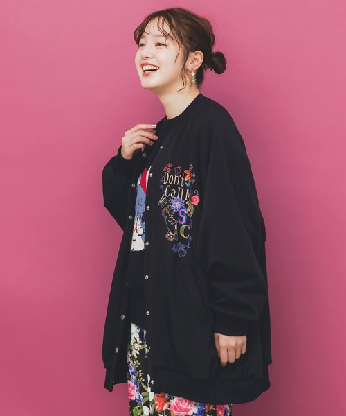 ScoLar（スカラー）の「153728：ポップ柄裏起毛 裏毛×フライスブルゾン（ブルゾン・レディース・ブラック/オレンジ/グリーン・M）」の8枚目の写真