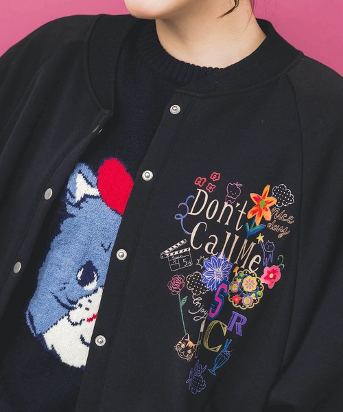 ScoLar（スカラー）の「153728：ポップ柄裏起毛 裏毛×フライスブルゾン（ブルゾン・レディース・ブラック/オレンジ/グリーン・M）」の10枚目の写真