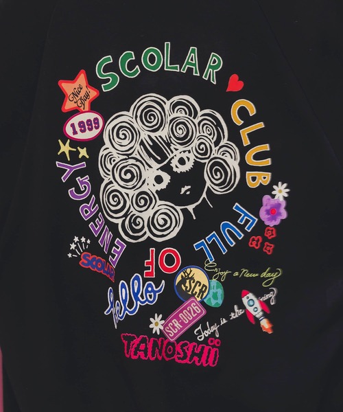 ScoLar（スカラー）の「153728：ポップ柄裏起毛 裏毛×フライスブルゾン（ブルゾン・レディース・ブラック/オレンジ/グリーン・M）」の11枚目の写真