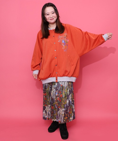 セール】153728：ポップ柄裏起毛 裏毛×フライスブルゾン（ブルゾン