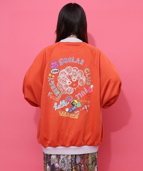 ScoLar（スカラー）の「153728：ポップ柄裏起毛 裏毛×フライスブルゾン（ブルゾン・レディース・ブラック/オレンジ/グリーン・M）」の15枚目の写真