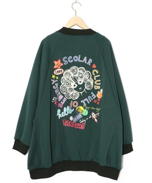 153728：ポップ柄裏起毛 裏毛×フライスブルゾン（ブルゾン）｜ScoLar