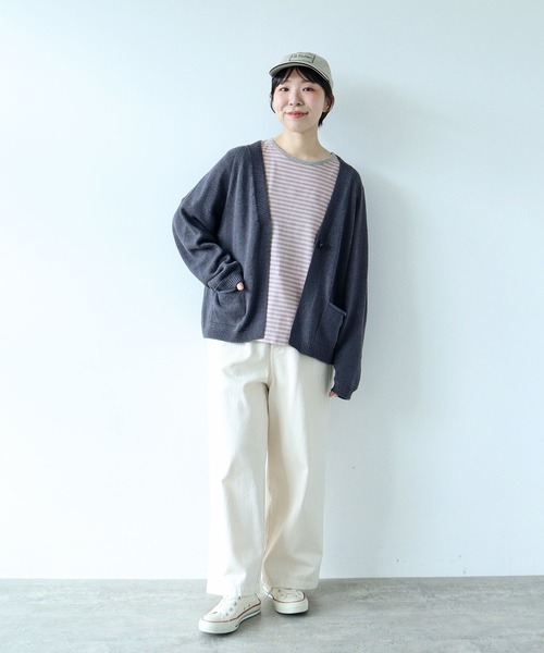 PAR ICI（パーリッシィ）の「ボーダー配色バインダー 半袖Tシャツ【SEASON COLOR】（Tシャツ/カットソー・レディース・ブラック/ダークブラウン/カーキ/マスタード/グリーン系その他/イエロー/ピンク系その他/アイボリー/ブルー系その他・FREE）」の19枚目の写真