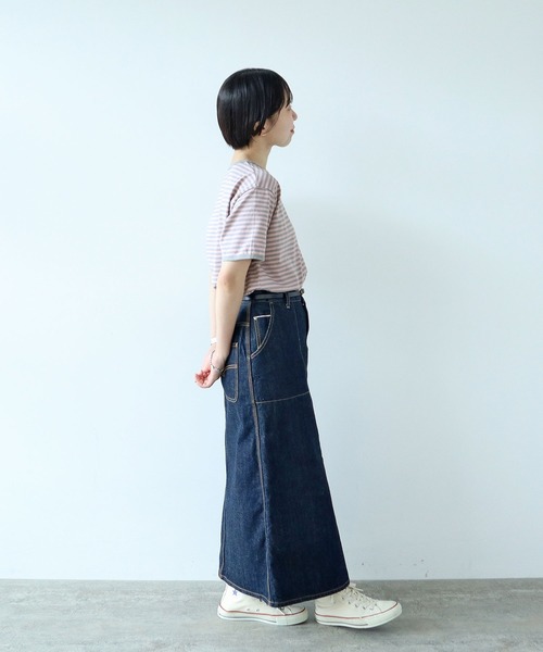 PAR ICI（パーリッシィ）の「ボーダー配色バインダー 半袖Tシャツ【SEASON COLOR】（Tシャツ/カットソー・レディース・ブラック/ダークブラウン/カーキ/マスタード/グリーン系その他/イエロー/ピンク系その他/アイボリー/ブルー系その他・FREE）」の17枚目の写真