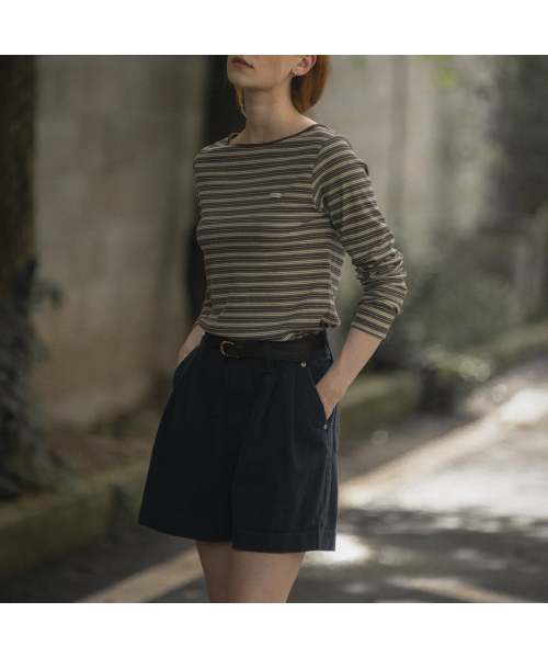 KNOWNBETTER（ノウンベター）の「Multi stripe ribbed longsleeve T-shirt [KNFW03TS14]_[2color]（Tシャツ/カットソー・レディース・チャコールグレー/ダークブラウン・FREE）」の5枚目の写真