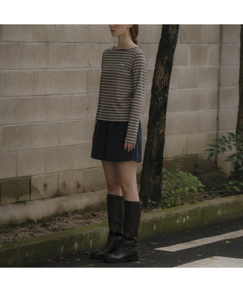 KNOWNBETTER（ノウンベター）の「Multi stripe ribbed longsleeve T-shirt [KNFW03TS14]_[2color]（Tシャツ/カットソー・レディース・チャコールグレー/ダークブラウン・FREE）」の8枚目の写真