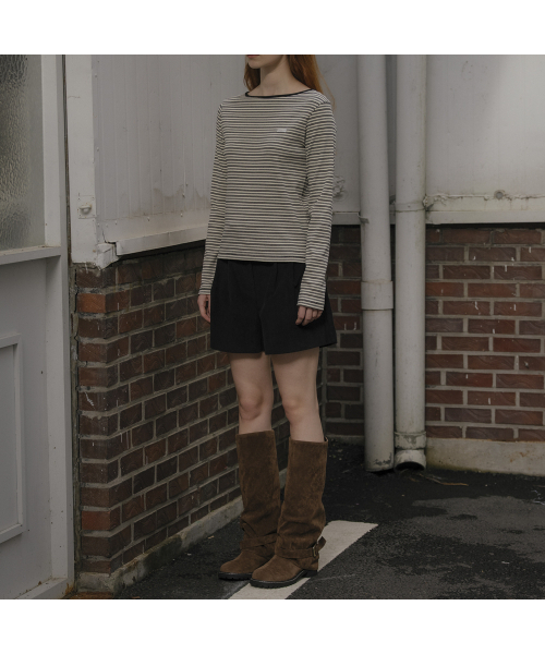 KNOWNBETTER（ノウンベター）の「Multi stripe ribbed longsleeve T-shirt [KNFW03TS14]_[2color]（Tシャツ/カットソー・レディース・チャコールグレー/ダークブラウン・FREE）」の13枚目の写真