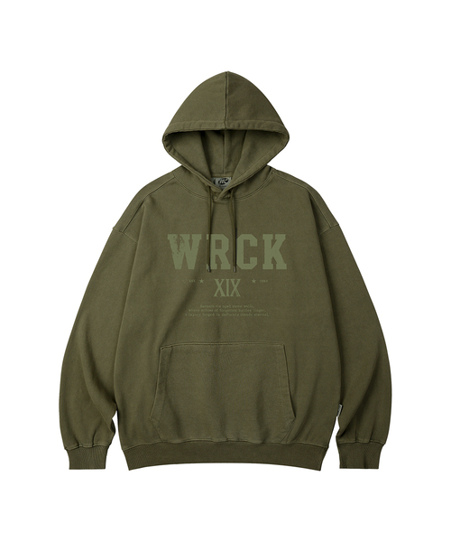 WILDROCK(ワイルドロック)の「WRCK VINTAGE ピグメントオーバーサイズフードパーカー_5 COL(パーカー・メンズ・ダークカーキ/ライトグレー/ピンク/ブルー/チャコール・SMALL/MEDIUM/LARGE)」の3枚目の写真