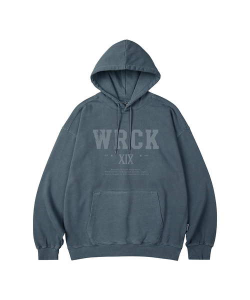 WILDROCK(ワイルドロック)の「WRCK VINTAGE ピグメントオーバーサイズフードパーカー_5 COL(パーカー・メンズ・ダークカーキ/ライトグレー/ピンク/ブルー/チャコール・SMALL/MEDIUM/LARGE)」の4枚目の写真