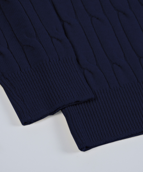BIRBANTE(ビルバンテ)の「ソフトウォッシャブルケーブルラウンドニット - ダークネイビー(ニット/セーター・メンズ・ダークネイビー・MEDIUM/X-LARGE/SMALL)」の4枚目の写真