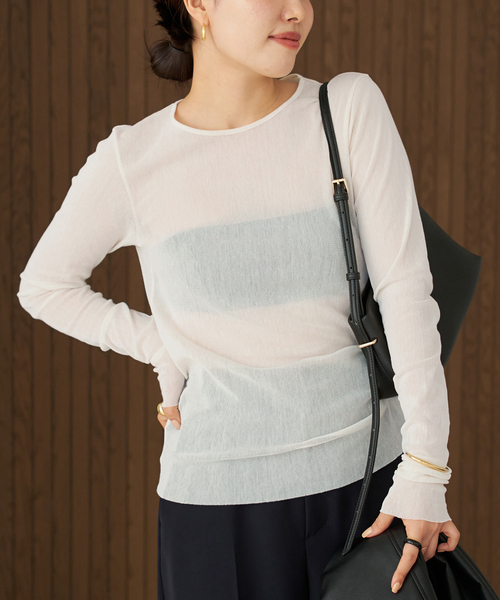 plage（プラージュ）の「《追加》Mesh Sheer ロンT 5（Tシャツ/カットソー・レディース・ベージュ系その他/ホワイト/ブラック系その他・FREE）」の14枚目の写真