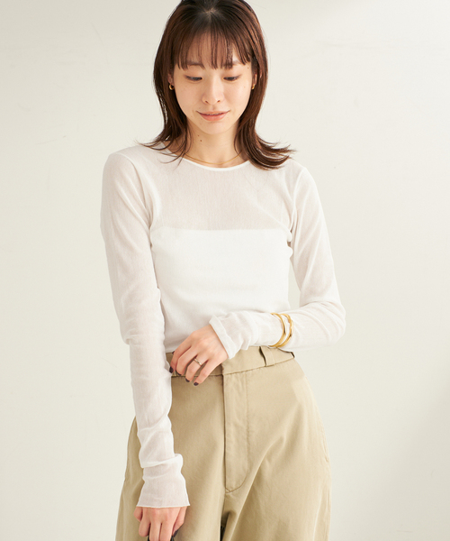 plage（プラージュ）の「《追加》Mesh Sheer ロンT 5（Tシャツ/カットソー・レディース・ベージュ系その他/ホワイト/ブラック系その他・FREE）」の19枚目の写真