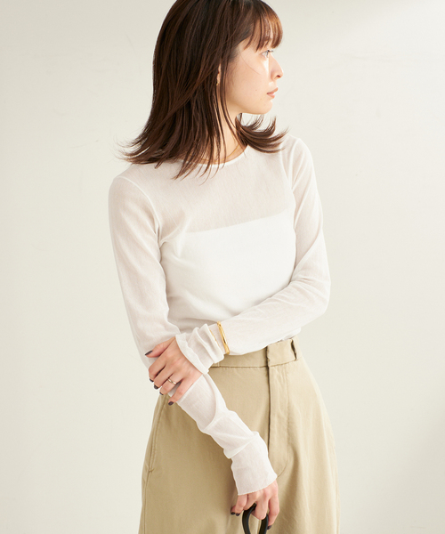 plage（プラージュ）の「《追加》Mesh Sheer ロンT 5（Tシャツ/カットソー・レディース・ベージュ系その他/ホワイト/ブラック系その他・FREE）」の20枚目の写真