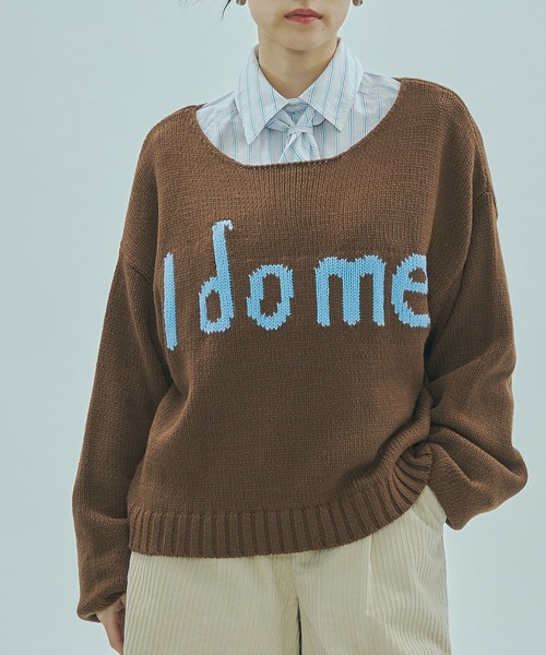 【NEW】ローズバッド（ROSE BUD）/MESSAGE LOGO JACQUARD KNIT セール】MESSAGE LOGO JACQUARD KNIT（ニット/セーター）｜ROSE BUD