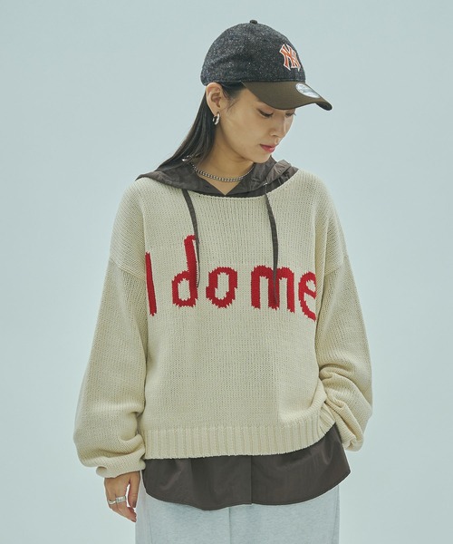 【NEW】ローズバッド（ROSE BUD）/MESSAGE LOGO JACQUARD KNIT セール】MESSAGE LOGO JACQUARD KNIT（ニット/セーター）｜ROSE BUD
