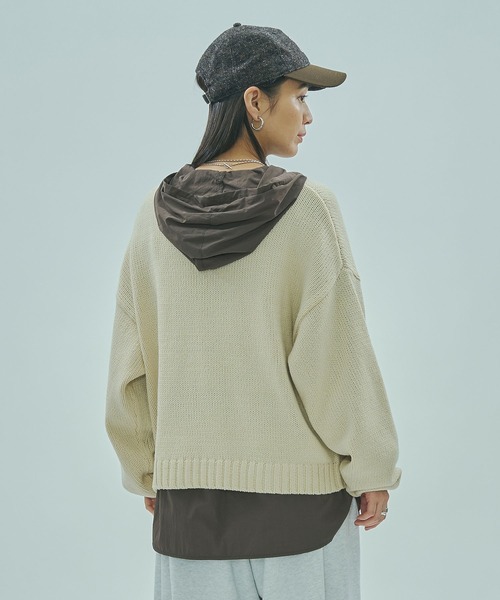 ROSE BUD(ローズバッド)の「MESSAGE LOGO JACQUARD KNIT(ニット/セーター・レディース・ブラウン/オフホワイト・ONE SIZE)」の5枚目の写真