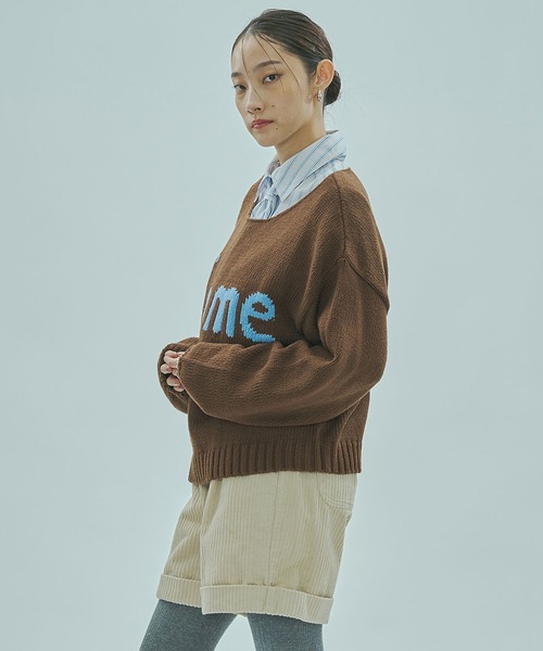 ROSE BUD(ローズバッド)の「MESSAGE LOGO JACQUARD KNIT(ニット/セーター・レディース・ブラウン/オフホワイト・ONE SIZE)」の12枚目の写真