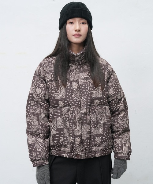 GENERAL IDEA(ジェネラルアイデア)の「air mix paisley puffer エアミックスペイズリー中綿ジャケット(ブルゾン・レディース・カーキ/ブラック/ダークブラウン・L/M/S)」の1枚目の写真